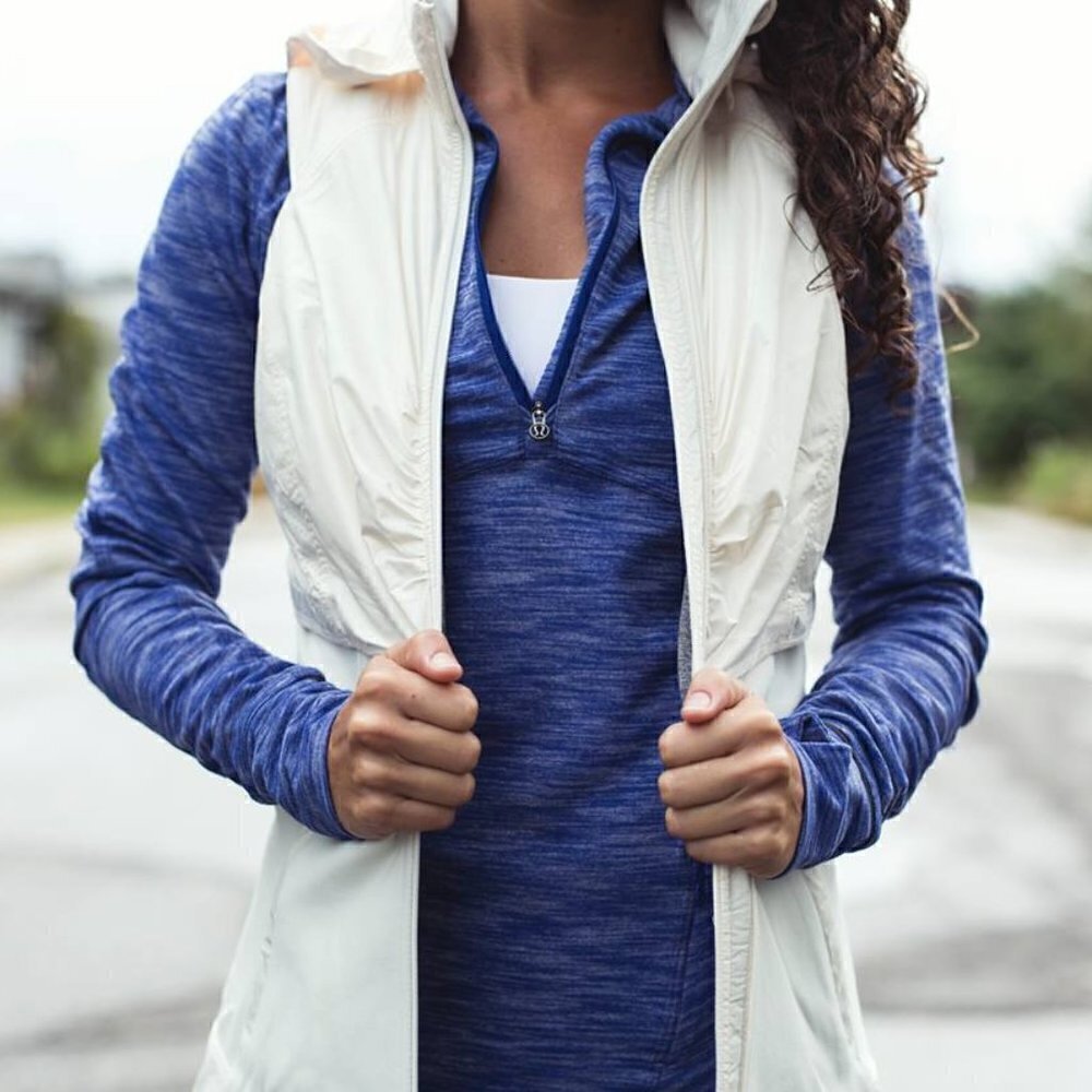 Lululemon Kanto catch me 1/2 zip heathered blue sapphire size 6
